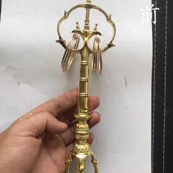 チベット密教法器 法杖 五鈷杵錫杖 真鍮製 禅杖 仏教美術 23.5cm 1枚目の画像