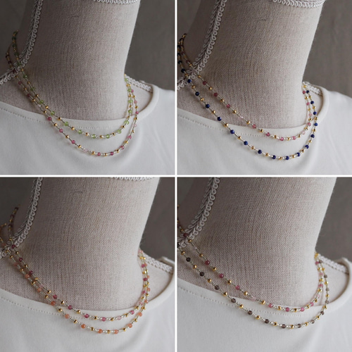 ☆8種の天然石と小さなビーズネックレス 2点セット ネックレス