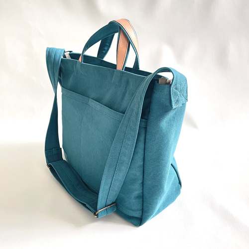 大人のこなれショルダーバッグ＊ウォッシュ帆布＋栃木レザー＊2way