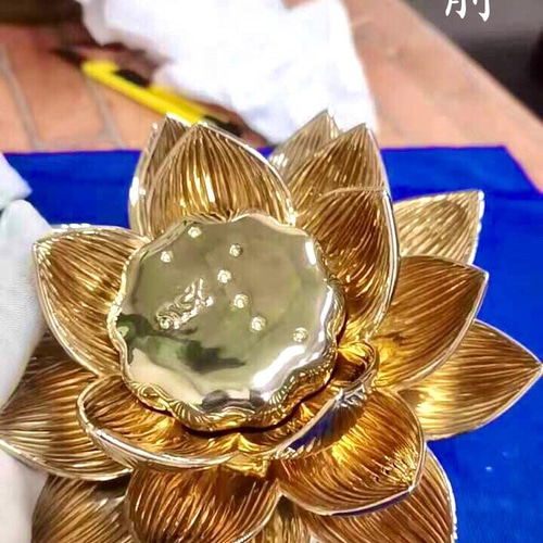 チベット密教法器 キンレンカ 真鍮製 金蓮花 仏教美術 15cm チベット密教法器 キンレンカ 真鍮製 金蓮花 仏教美術 15cm