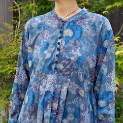 【母の日/送料無料】リバティ　タックワンピース　タナローン　長袖　日本製　ゆったり　服　マタニティ　LIBERTY 4枚目の画像