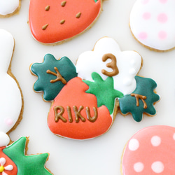 うさぎ　【アイシングクッキー】　オーダー　誕生日　いちご　赤　女の子向け　通販 4枚目の画像