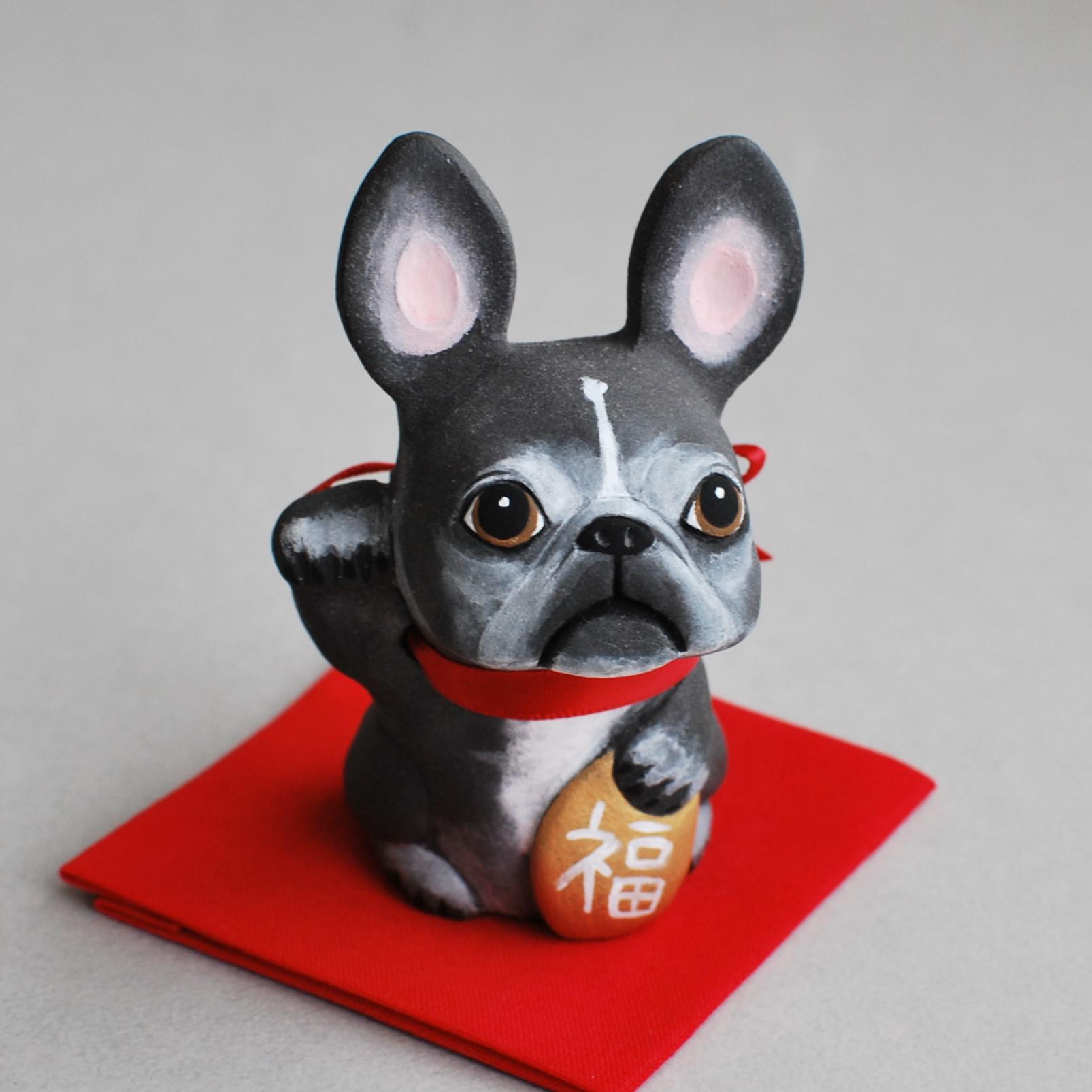 ご予約品 招き犬(フレンチブルドッグ) その他インテリア雑貨 城南窯