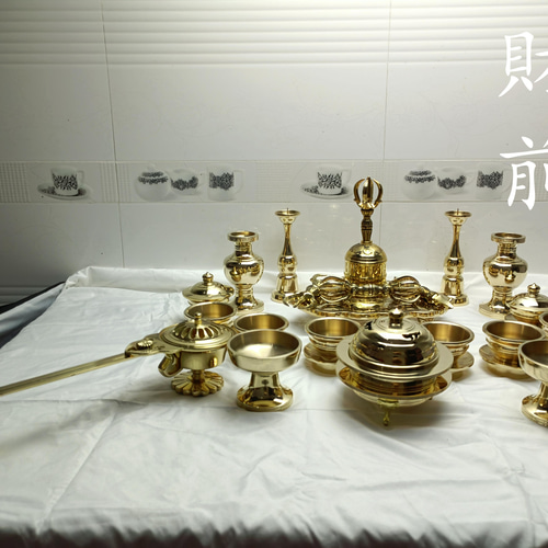 チベット仏教法器 真言宗 21点セット 密教 一面器 寺院用仏具 真鍮製
