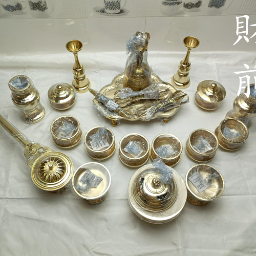 チベット仏教法器 真言宗 21点セット 密教 一面器 寺院用仏具 真鍮製