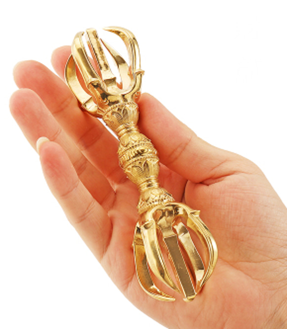 チベット仏教法器 真言宗 五鈷杵 金剛杵 真鍮製 vajra 13.5cm その他