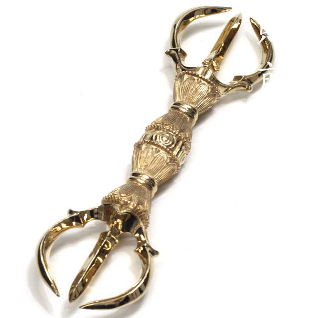 チベット仏教法器 真言宗 三鈷杵 金剛杵 真鍮製 vajra 13.3cm