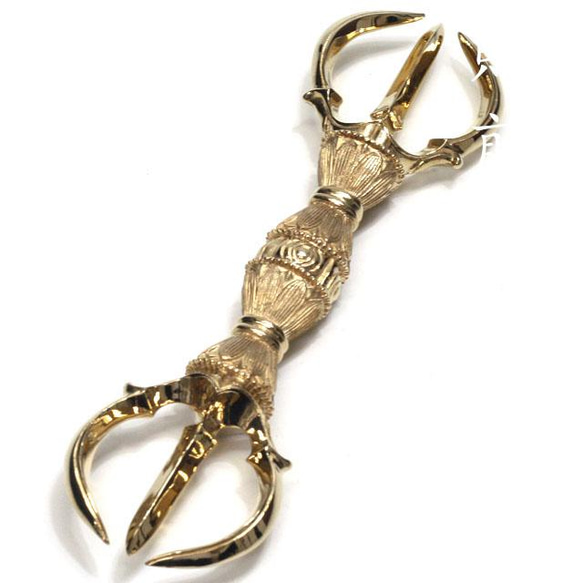 チベット仏教法器 真言宗 三鈷杵 金剛杵 真鍮製 vajra 13.3cm