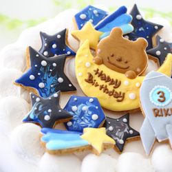 【アイシングクッキー】　ロケット　宇宙　月　誕生日　ケーキ　飾り 1枚目の画像