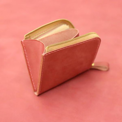 L字ファスナー財布 　マチあり /  ピンク 10枚目の画像