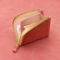 L字ファスナー財布 　マチあり /  ピンク 6枚目の画像