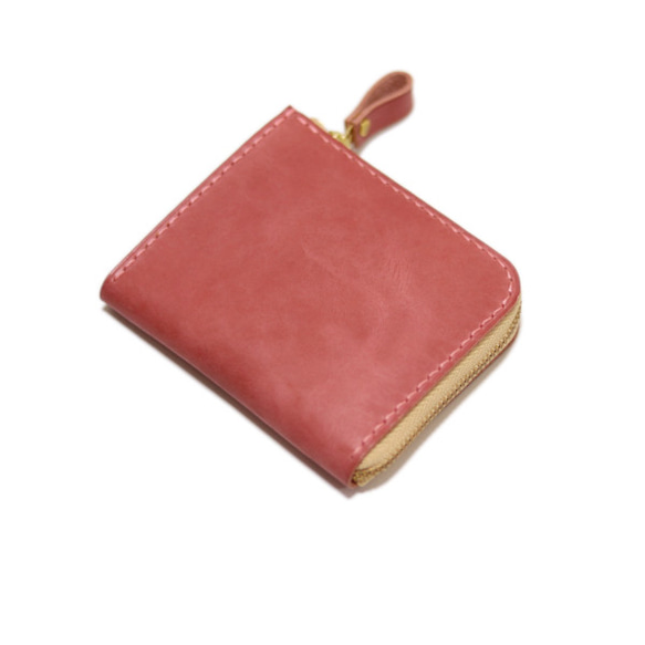 L字ファスナー財布 　マチあり /  ピンク 2枚目の画像