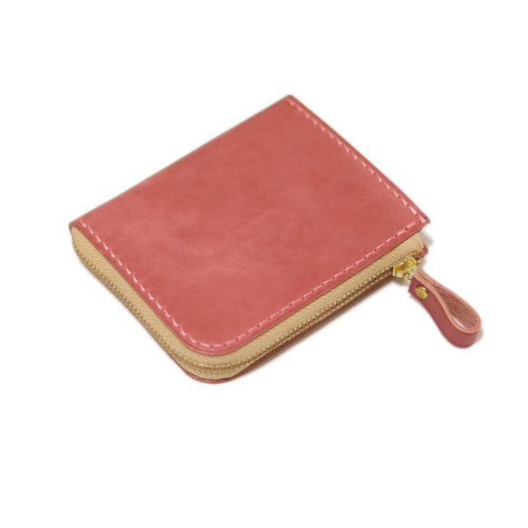 L字ファスナー財布 　マチあり /  ピンク 3枚目の画像