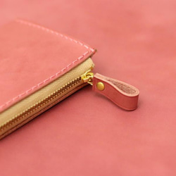 L字ファスナー財布 　マチあり /  ピンク 11枚目の画像