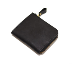 L字ファスナー財布 　マチあり /  ブラック 2枚目の画像