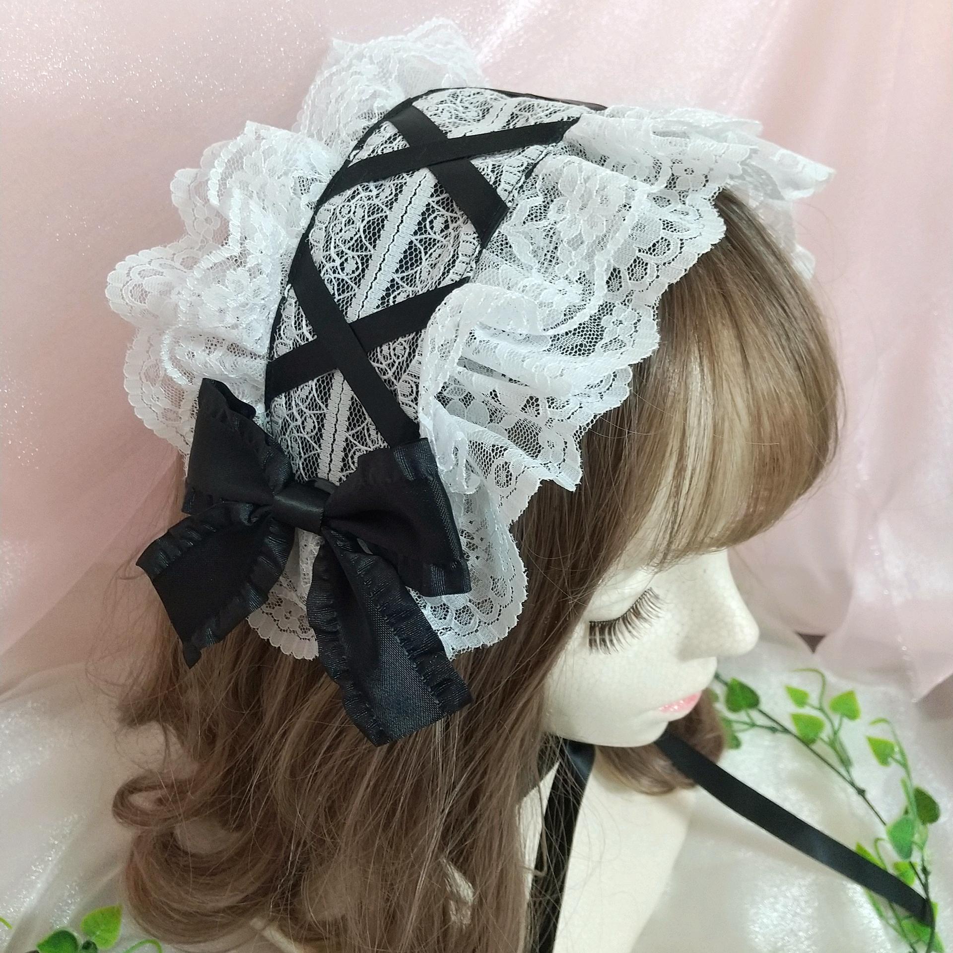 ♡3点No.2 天使のうさぎさん付き 編み上げリボンヘッドドレス white ♡ Bunny-Chan Headdress (2024) by Angelic Pretty