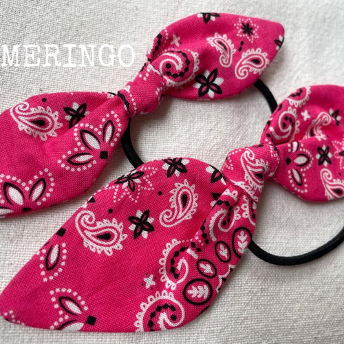 送料無料】お揃いヘアゴム(ピンク/バンダナ柄) 親子 姉妹 お揃いコーデ