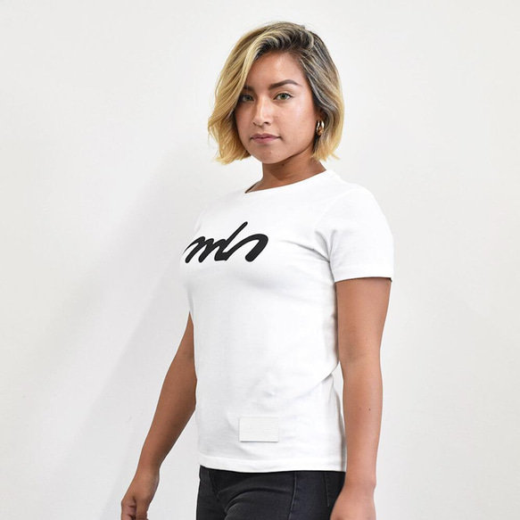 Tシャツ レディース レタリング 透けない お洒落 シンプル スタンダード コットン ホワイト TA015 4枚目の画像