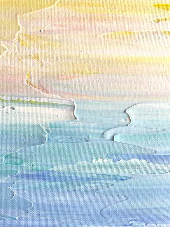 SEA-F//海 マジックアワー 夕焼け 虹色 パステルカラー アートパネル カラフル 絵画 キャンバス 原画 空 6枚目の画像