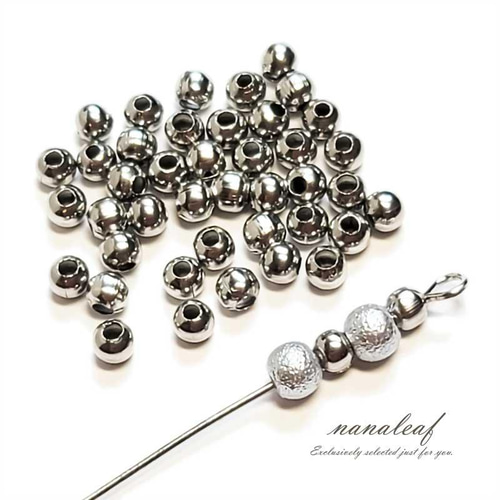 34個】 スペーサー ラウンド 3mm ステンレス ◇ シルバー メタリック 