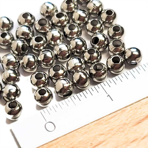 34個】 スペーサー ラウンド 3mm ステンレス ◇ シルバー メタリック 