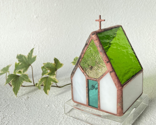 Medium Church or house】Emerald green ステンドグラス LED専用