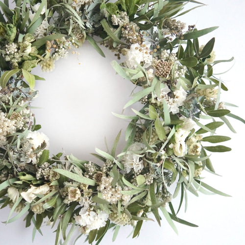 母の日ギフト2025 スターチスとライスフラワーのナチュラルリース