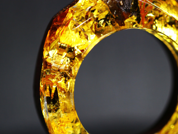 【送料無料】Wood Resin Ring/Gold ～ウッドレジンリング～ 3枚目の画像