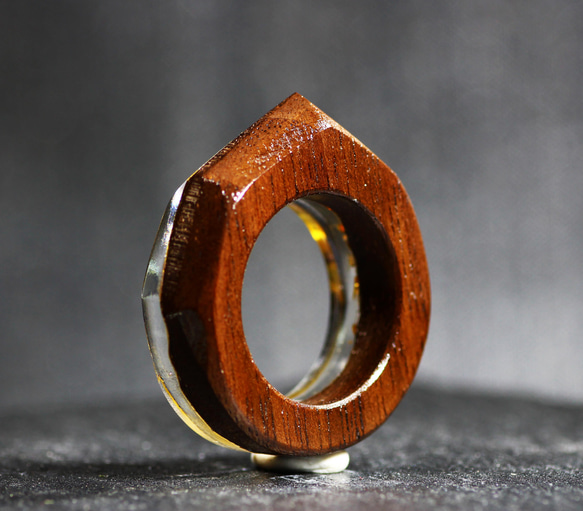 【送料無料】Wood Resin Ring/Gold ～ウッドレジンリング～ 5枚目の画像