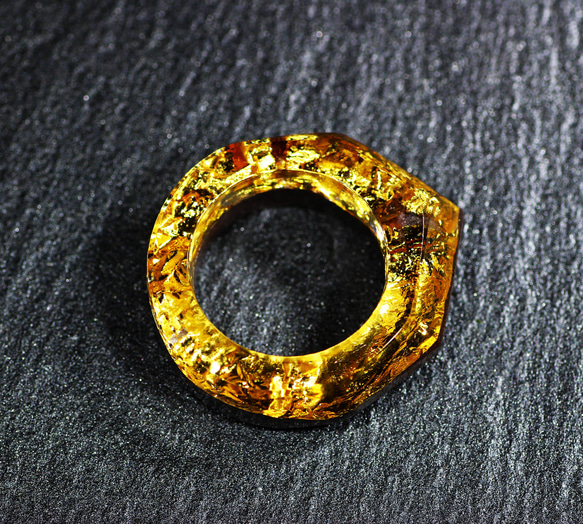 【送料無料】Wood Resin Ring/Gold ～ウッドレジンリング～ 7枚目の画像