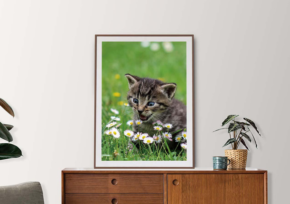 アートポスター　猫(散歩) 1枚目の画像