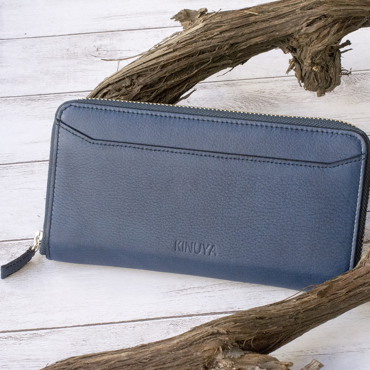 本革　天然染色　藍染め　ラウンド長財布 41,800円