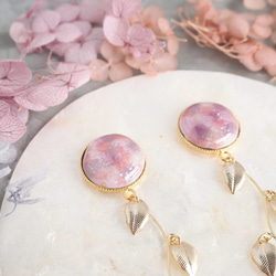景泰藍繡球吊墜耳環～粉色×淡紫色～ 第3張的照片