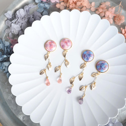 景泰藍繡球吊墜耳環～粉色×淡紫色～ 第4張的照片