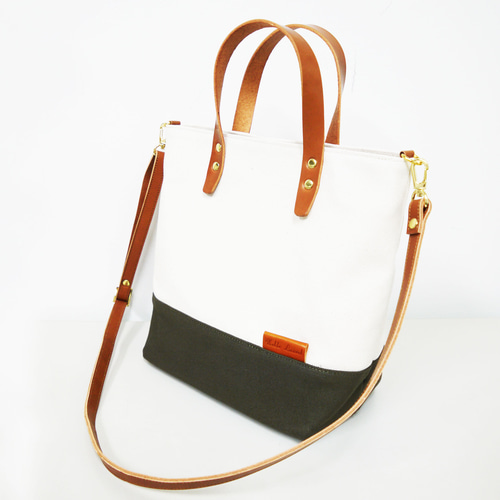 倉敷産帆布×本牛革 2wayショルダーバッグバイカラー ショルダー