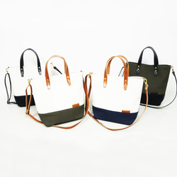 倉敷産帆布×本牛革 2wayショルダーバッグバイカラー ショルダー