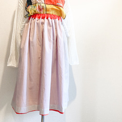 【オレンジ×イエロードットのリバーシブルギャザースカート】 6枚目の画像