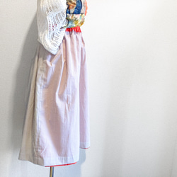 【オレンジ×イエロードットのリバーシブルギャザースカート】 5枚目の画像
