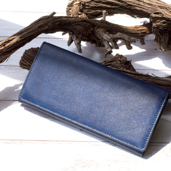 本革 天然染色 藍染め 長財布 長財布 Kinuya Indigo 通販