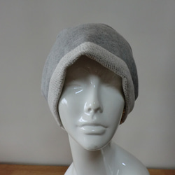 ふちどりクルン肌にやさしい柔らか綿帽子　グレー 2枚目の画像