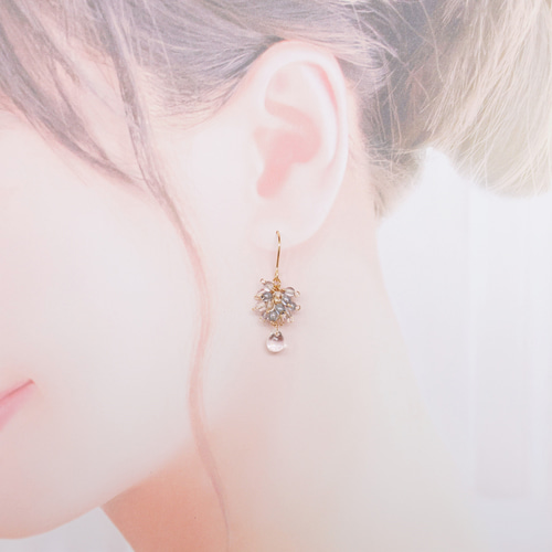 【1171】雫形 ガラスビーズのピアス／イヤリング 1171】雫形 ガラスビーズのピアス／イヤリング