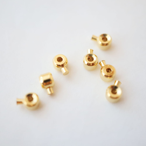 金アレ対応 真鍮製 18KGP ワンパッチン ワイヤー 留め具 4個 金具