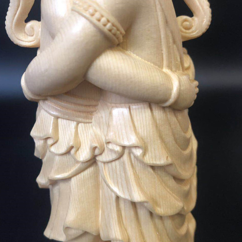 極上彫 高18cm 仏教工芸品 木彫仏像 精密彫刻 歓喜天 置物 職人手作り