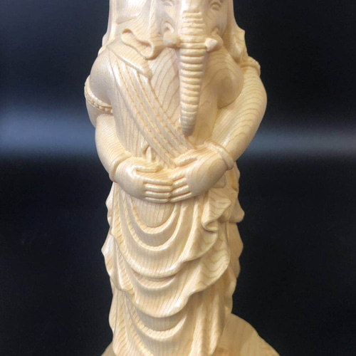 極上彫 高18cm 仏教工芸品 木彫仏像 精密彫刻 歓喜天 置物 職人手作り