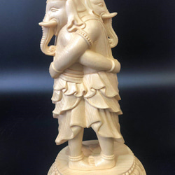 極上彫 高18cm 仏教工芸品 木彫仏像 精密彫刻 歓喜天 置物 職人手作り