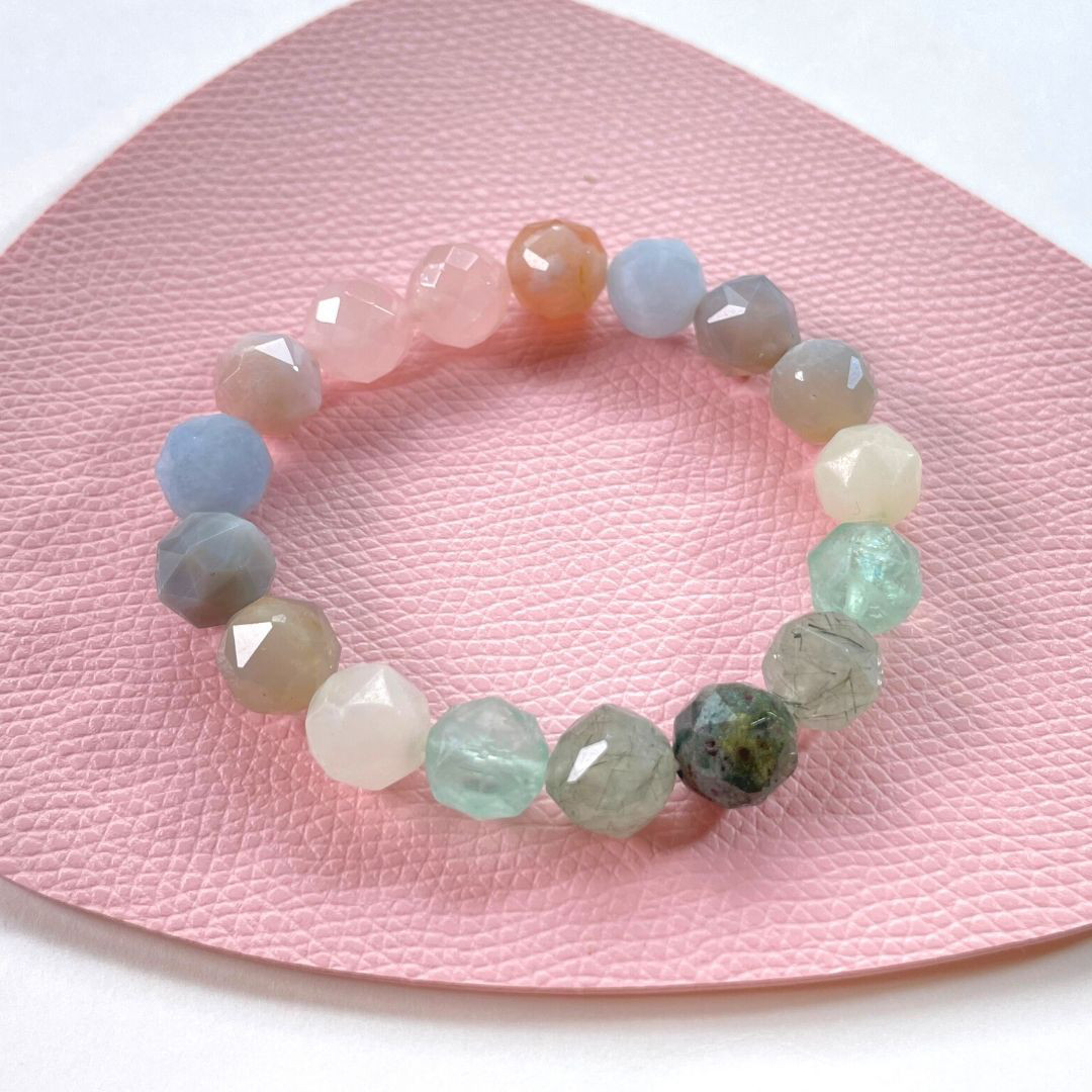 高品質 フローライト スターカット 天然石ブレスレット 水晶 手作り DIYハンドメイド 癒し 浄化 2023年干支置物