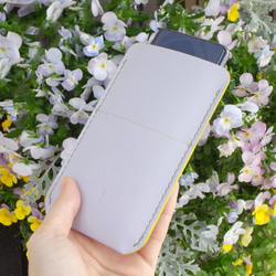 全機種対応スマホケース【spot/すぽっと】革 花いろ 藤色 ペールパープル 手縫い iPhone17 Pixel10他 5枚目の画像