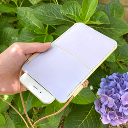 全機種対応スマホケース【spot/すぽっと】革 花いろ 藤色 ペールパープル 手縫い iPhone17 Pixel10他 7枚目の画像