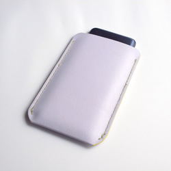 全機種対応スマホケース【spot/すぽっと】革 花いろ 藤色 ペールパープル 手縫い iPhone17 Pixel10他 4枚目の画像