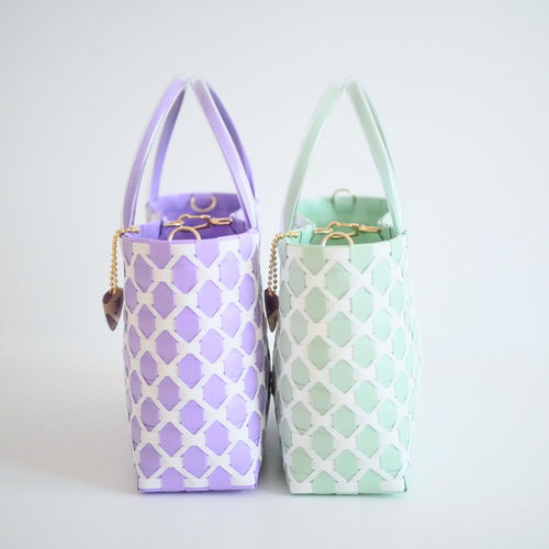 殿堂 BAG BRAIDE TUZA ハンドバッグ 紫 パープル 編み かご